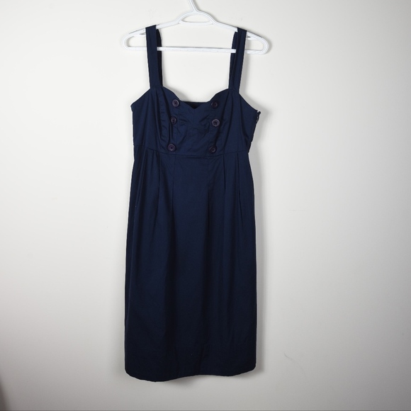 Anthropologie Maeve Navy Blue Sailor Button Dress - Picture 2 of 3